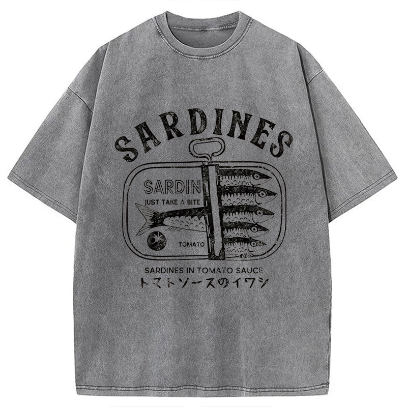 Modecanvas Delicious Canned Sardine Washed T-Shirt