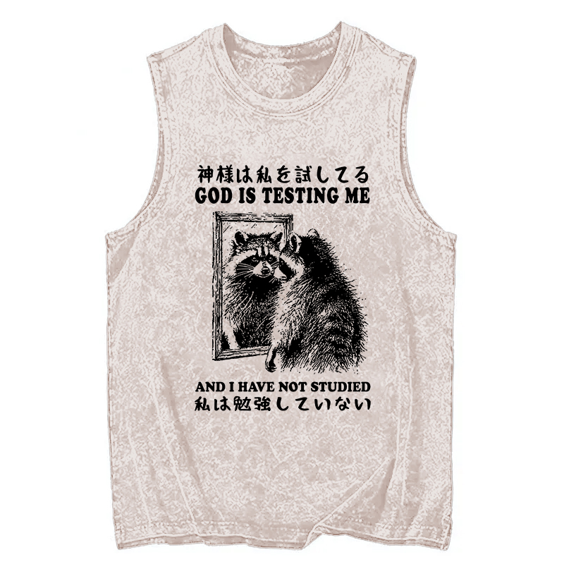 Modecanvas Raccoon Not Studied DTG Printing Washed Tank-modecanvas