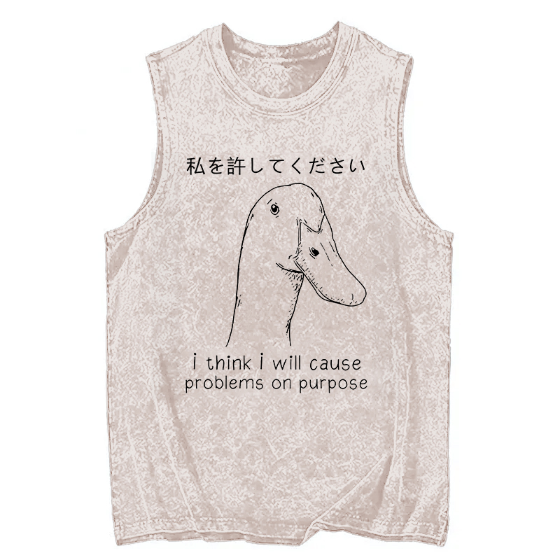 Modecanvas Stupid Goose Funny DTG Printing Washed Tank-modecanvas
