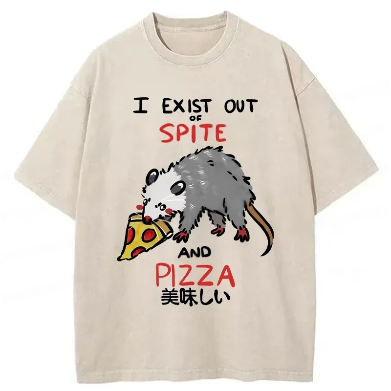Modecanvas Delicious Pizza Japan Washed T-Shirt