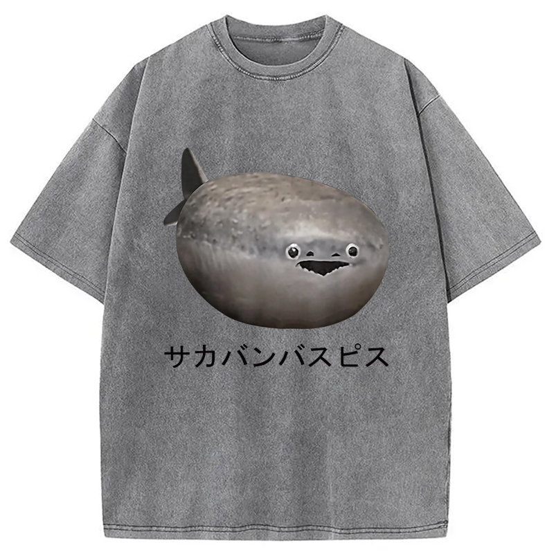 Modecanvas Sacabambaspis Fish Meme Realistic Japanese Washed T-Shirt