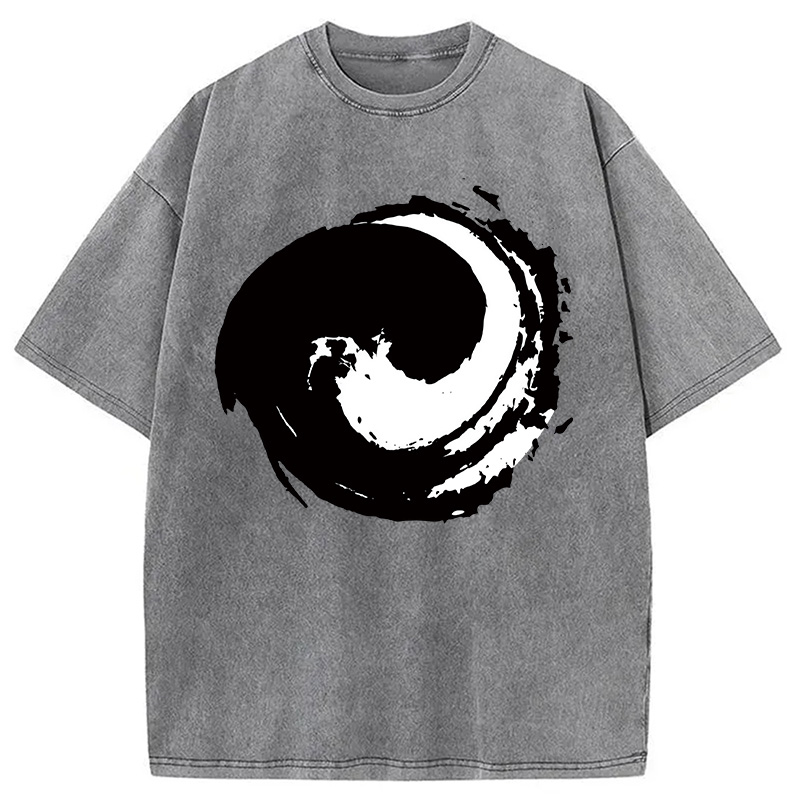Modecanvas Yin and Yang Symbol Washed T-Shirt
