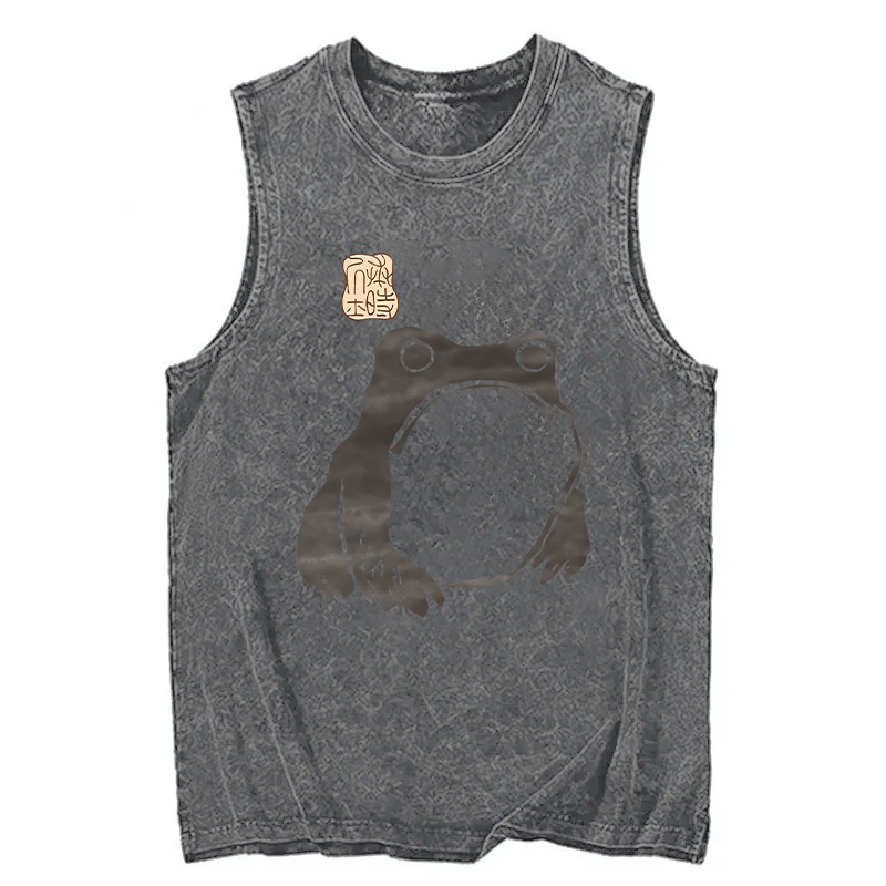 Modecanvas Matsumoto Hoji Woodblock Print Frog DTG Printing Washed Tank-modecanvas