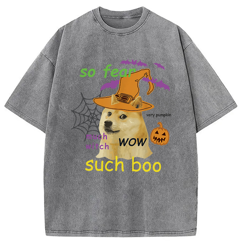 Modecanvas Halloween Doge Washed T-Shirt