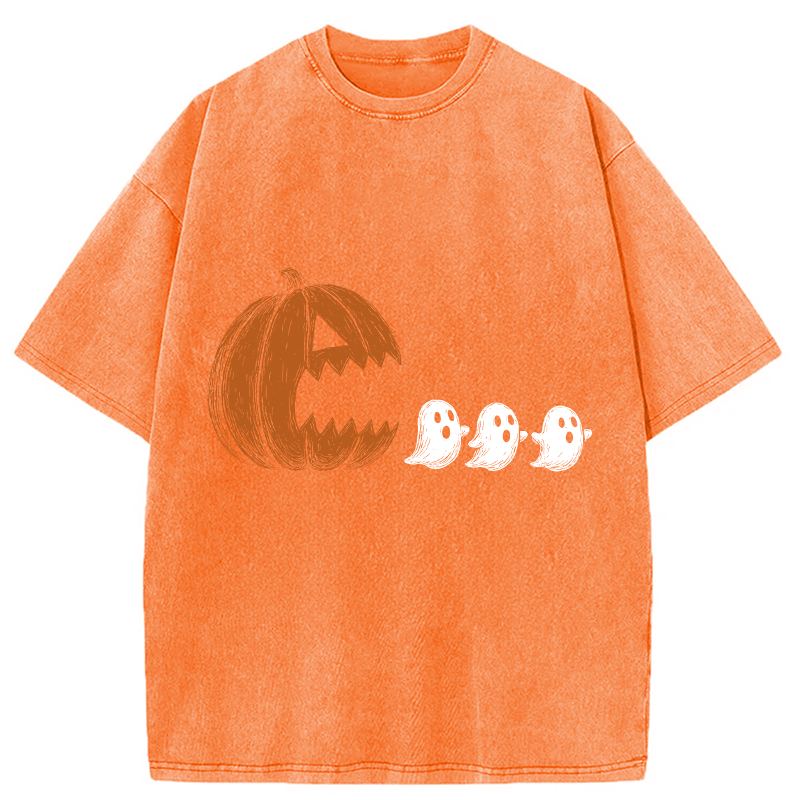 Modecanvas Pumpkin Chasing Ghost Washed T-Shirt