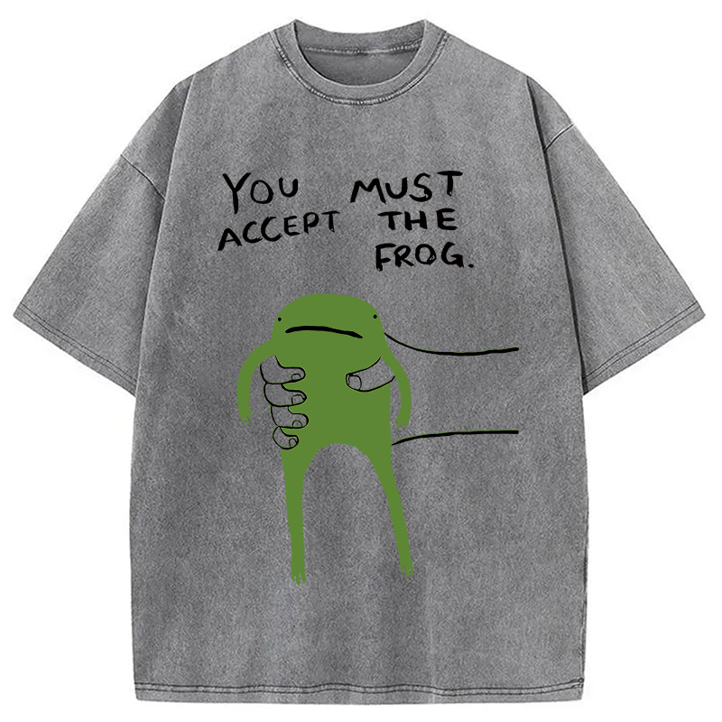 Modecanvas Give You Frog Washed T-Shirt
