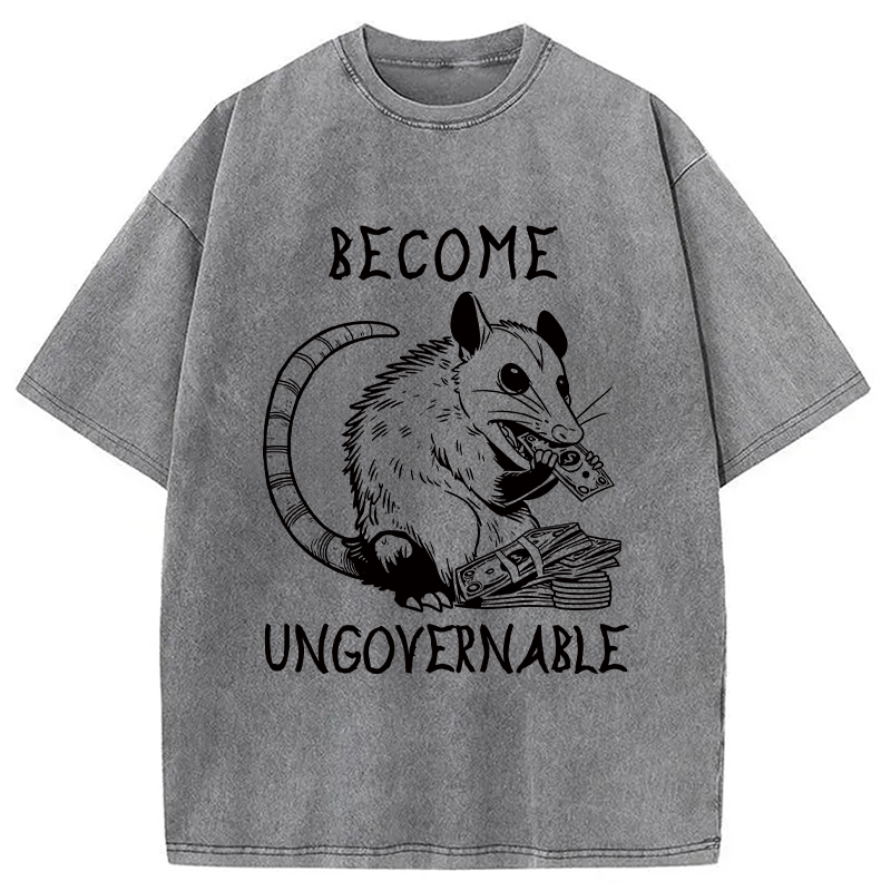 Modecanvas Become Ungovernable Opossum Washed T-Shirt