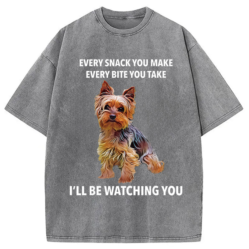 Modecanvas Yorkshire Terrier Funny Meme Washed T-Shirt