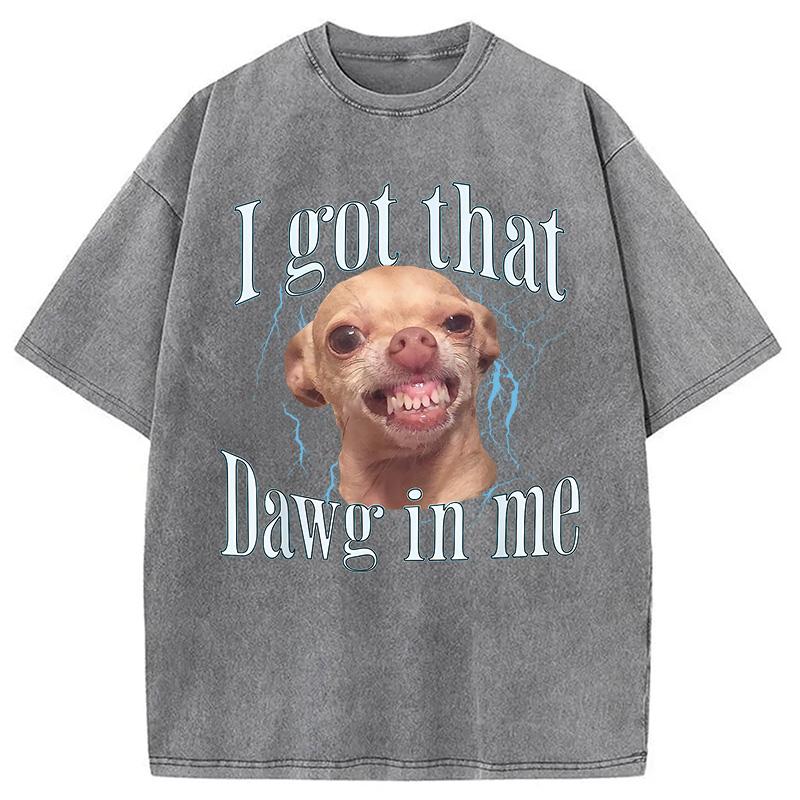 Modecanvas Chihuahua Funny Meme Washed T-Shirt-modecanvas