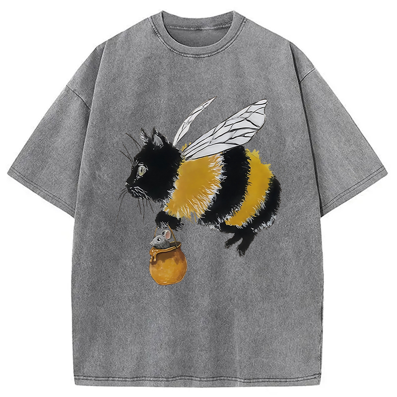 Modecanvas Catbee Funny Washed T-Shirt