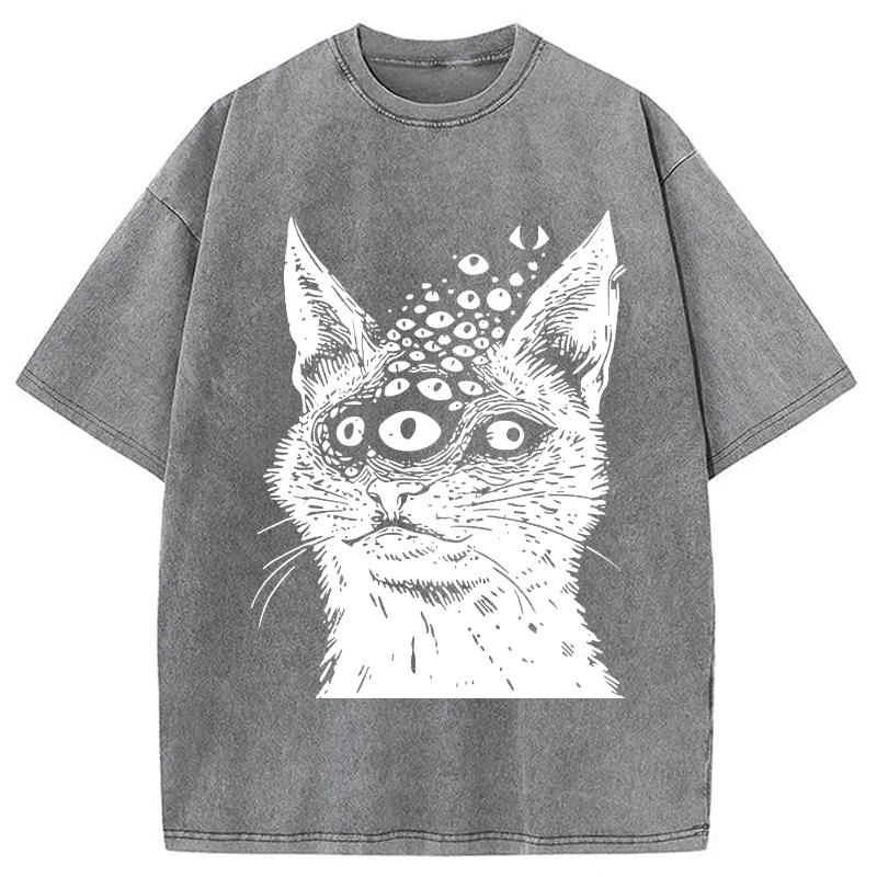 Modecanvas Weirdcore Cat Washed T-Shirt