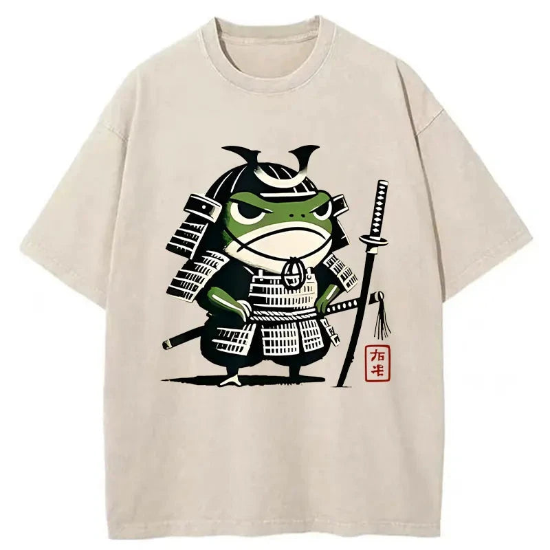Modecanvas Frog Samurai Japan Washed T-Shirt