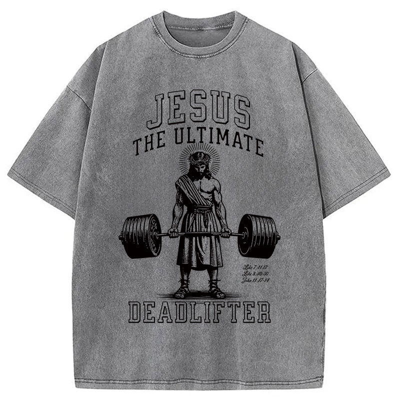 Modecanvas Jesus The Ultimate Deadlifter Christian Washed T-Shirt