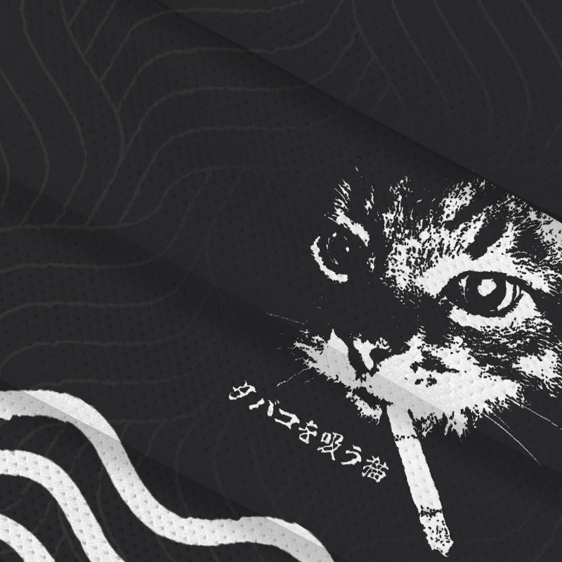 Modecanvas Retro Cat Smoking Jersey Short