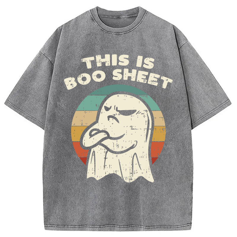 Modecanvas This Is Boo Sheet Ghost Retro Halloween Washed T-Shirt