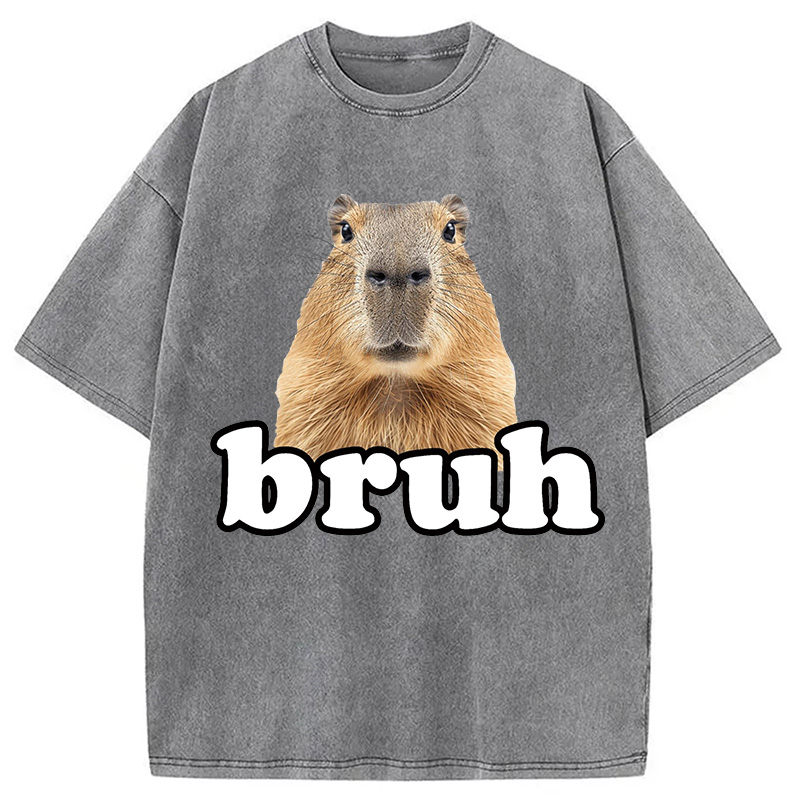 Modecanvas Bruh Capybara Washed T-Shirt