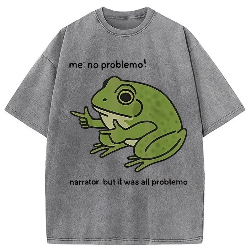 Modecanvas Stupid Frog Meme Washed T-Shirt-modecanvas
