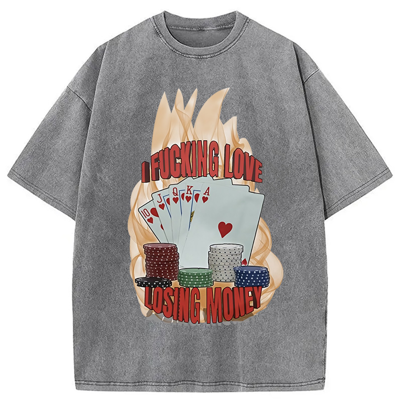 Modecanvas I Love Losing Money Washed T-Shirt-modecanvas