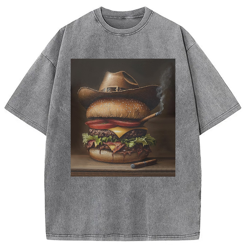 Modecanvas Funny Hamburger Meme Washed T-Shirt