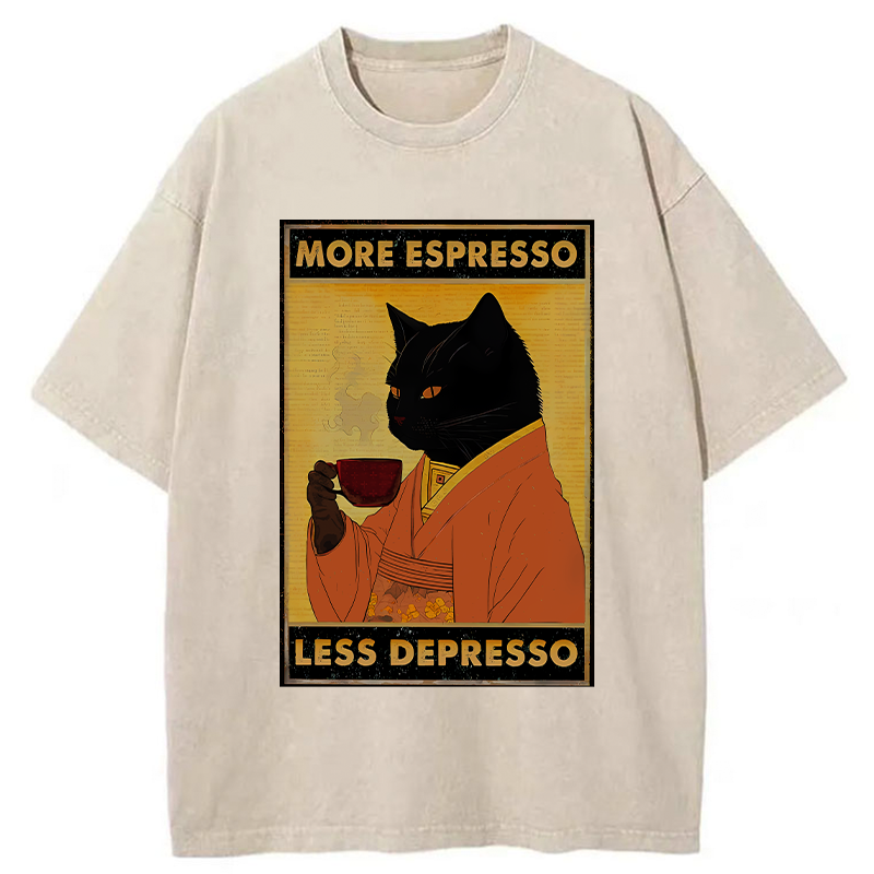 Modecanvas Increase Espresso Decrease Distress Washed T-Shirt-modecanvas