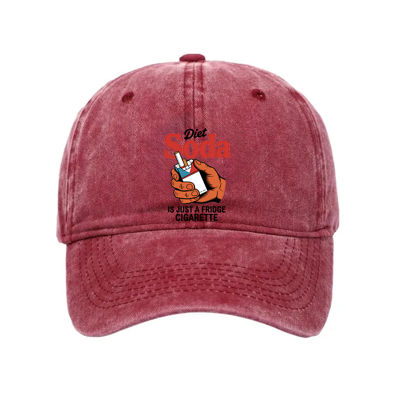 Modecanvas Diet Soda Is Just A Fridge Cigarette Funny Washed Cap-modecanvas