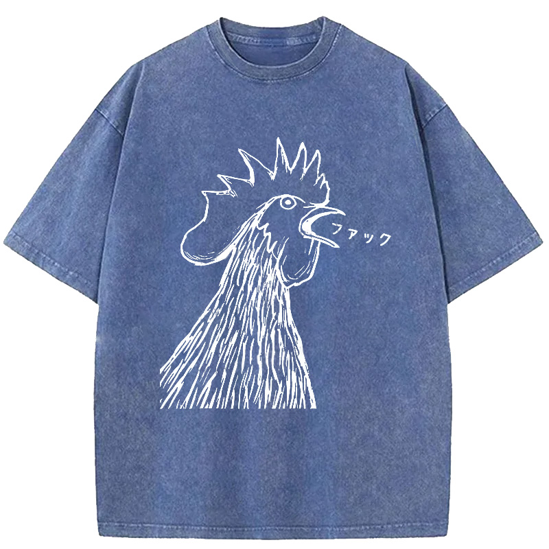 Modecanvas Funny Dirty Talking Chicken Washed T-Shirt