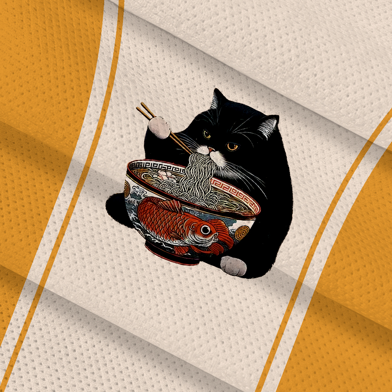 Modecanvas Fat Cat Eating Ramen Jersey Short