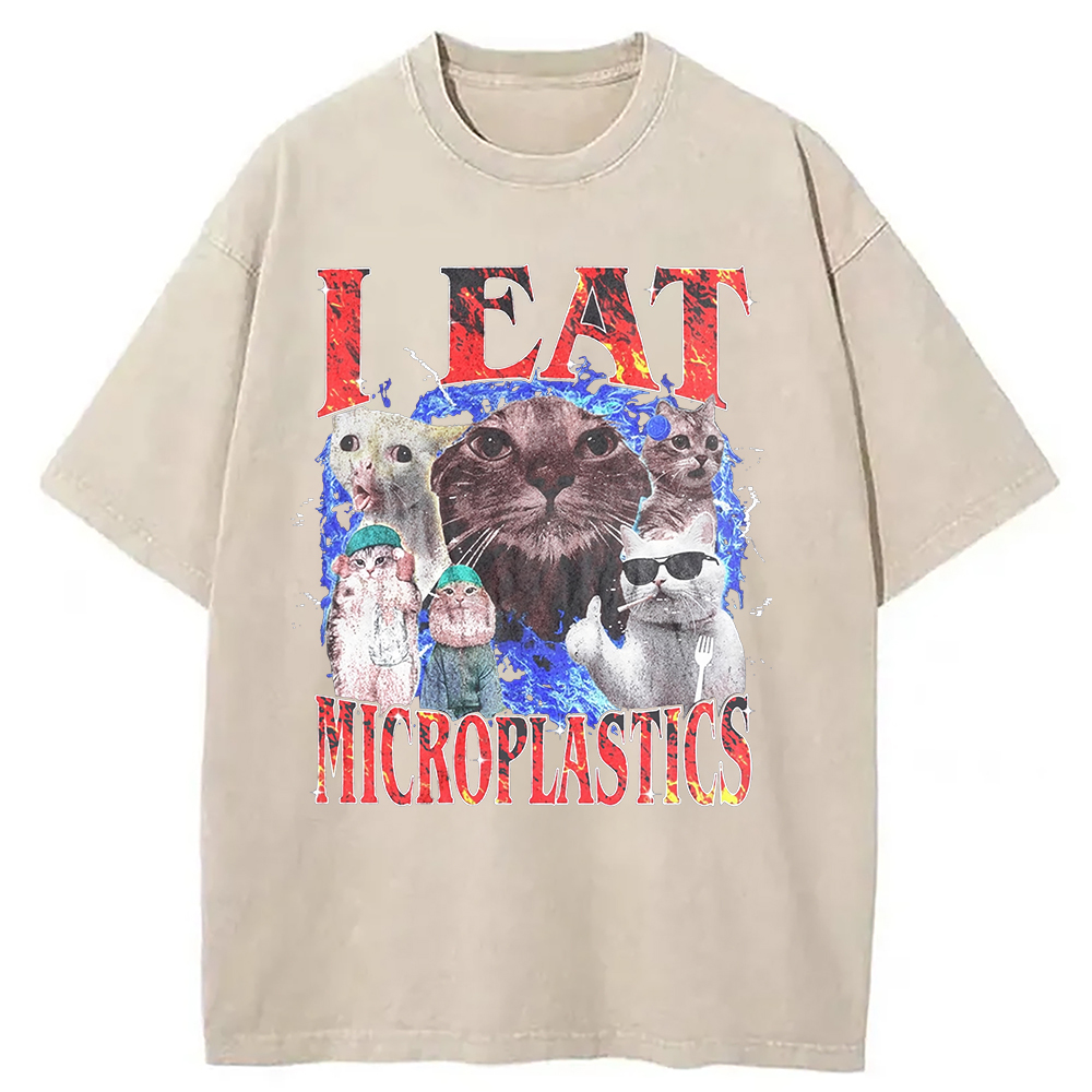 Modecanvas I Eat Microplastics Washed T-Shirt-modecanvas