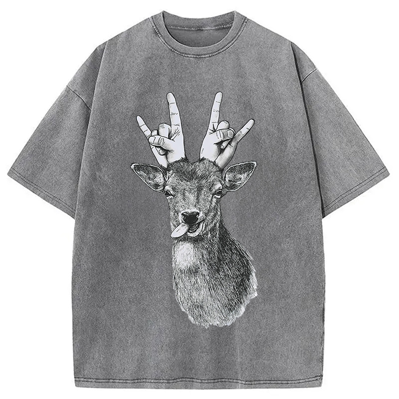 Modecanvas Party Deer Washed T-Shirt
