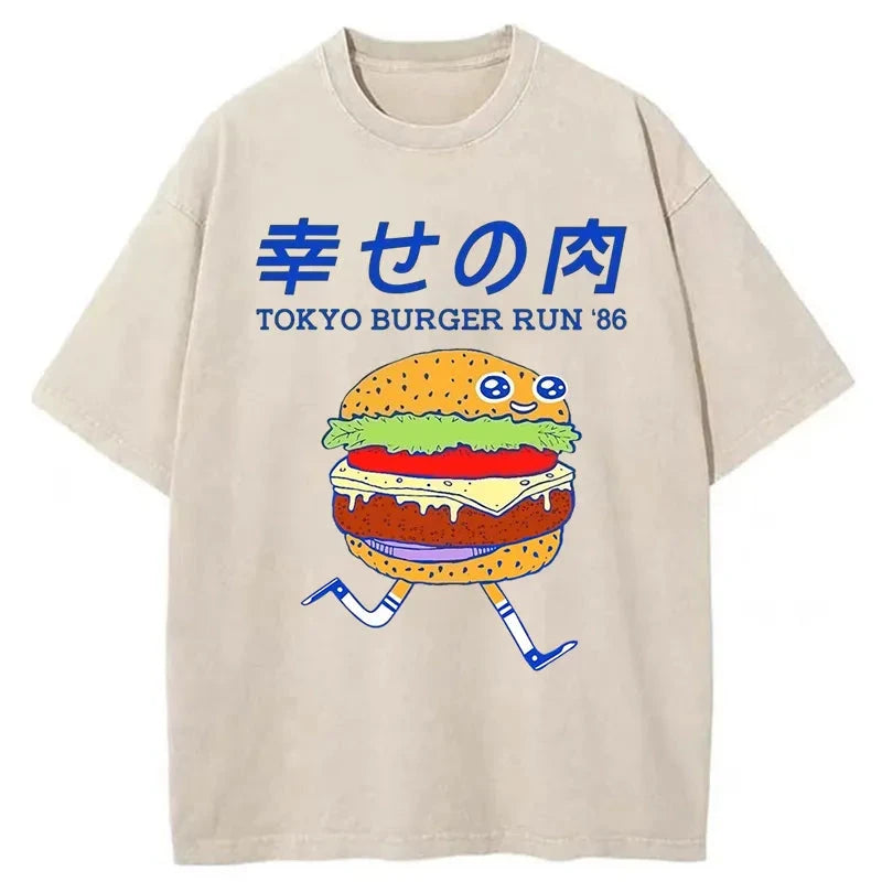 Modecanvas Tokyo Burger Run Japanese Washed T-Shirt