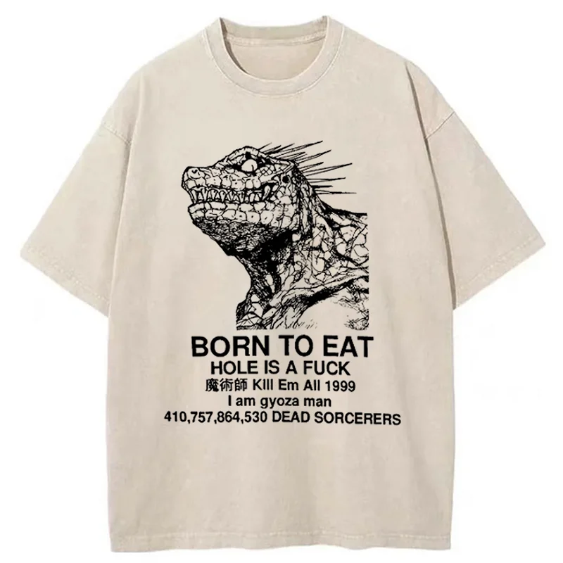 Modecanvas Born To Eat Washed T-Shirt-modecanvas