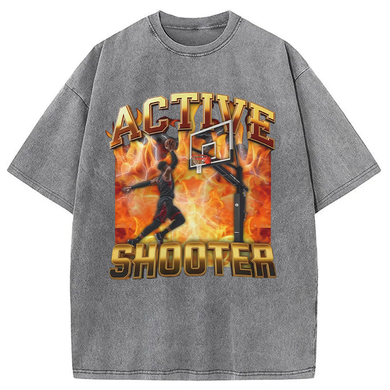 Modecanvas Elite Shooter Basketball Washed T-Shirt
