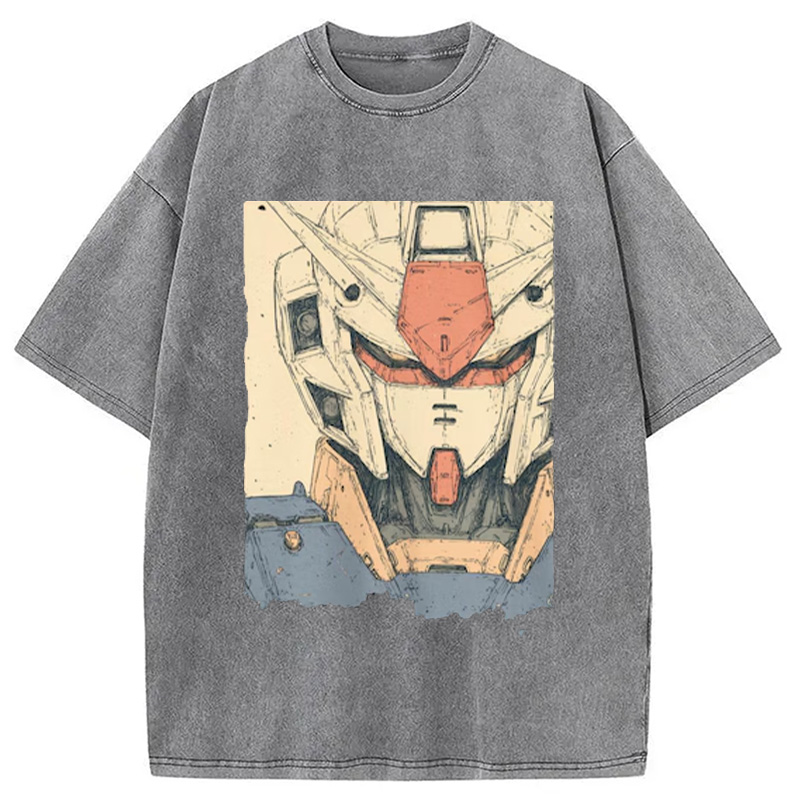 Modecanvas Hand-Drawn Mecha Robot Washed T-Shirt