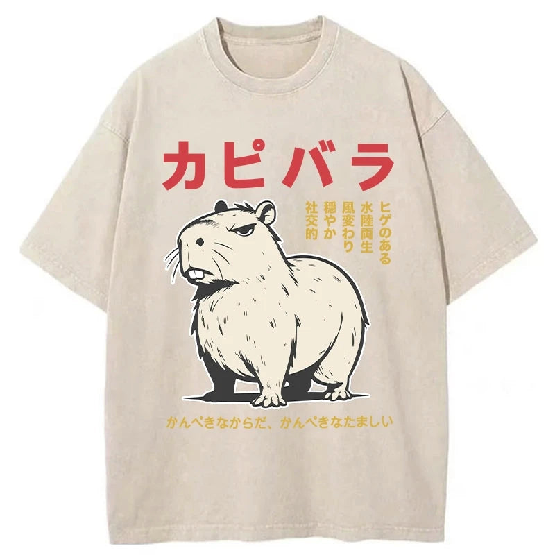 Modecanvas Angry Capybara Japan Washed T-Shirt