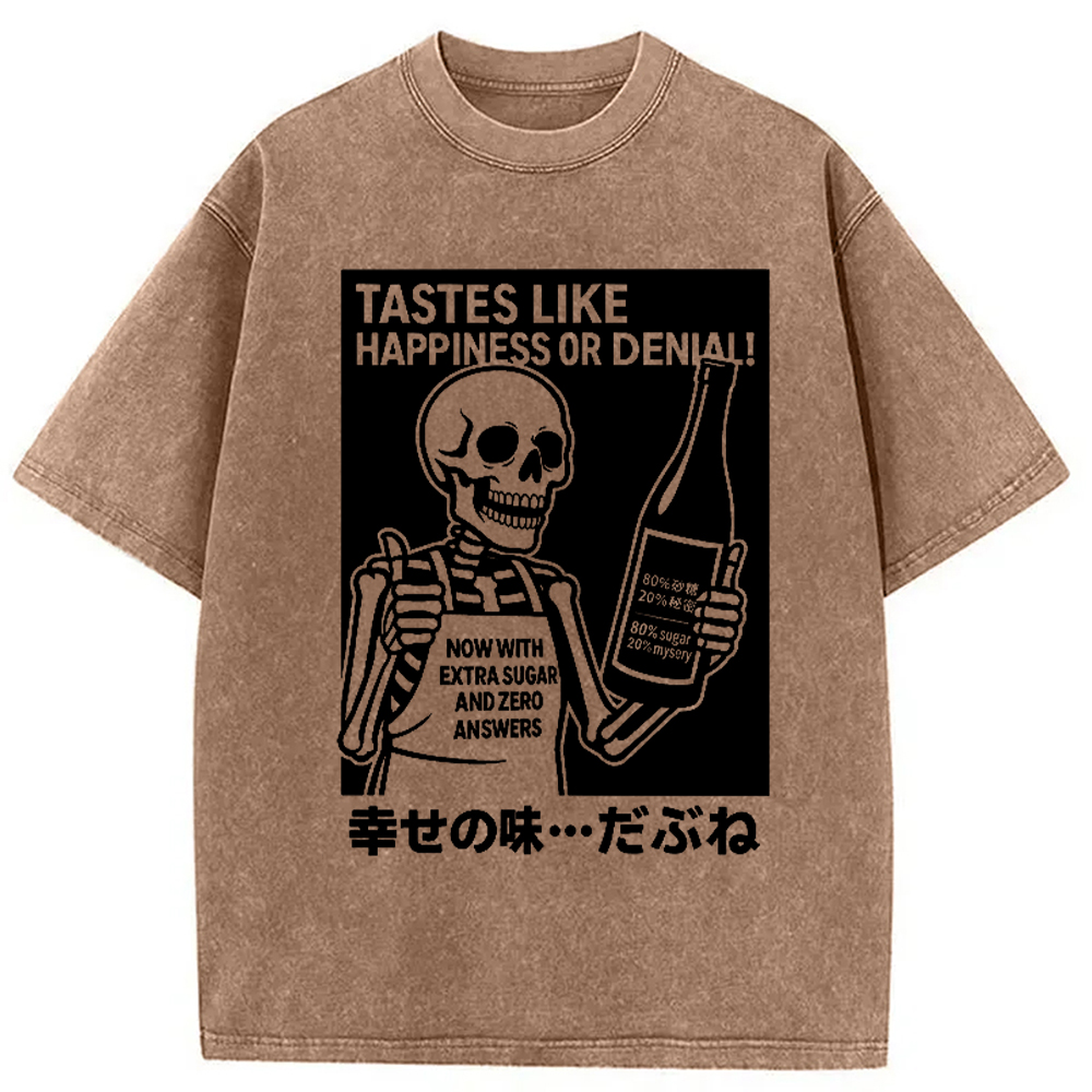 Modecanvas Taste Of Happiness Funny Washed T-Shirt