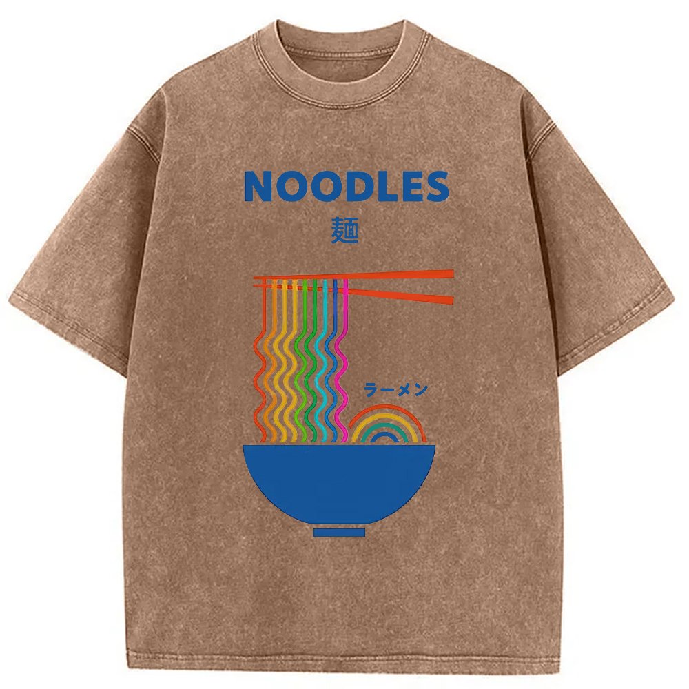 Modecanvas Rainbow Ramen Washed T-Shirt
