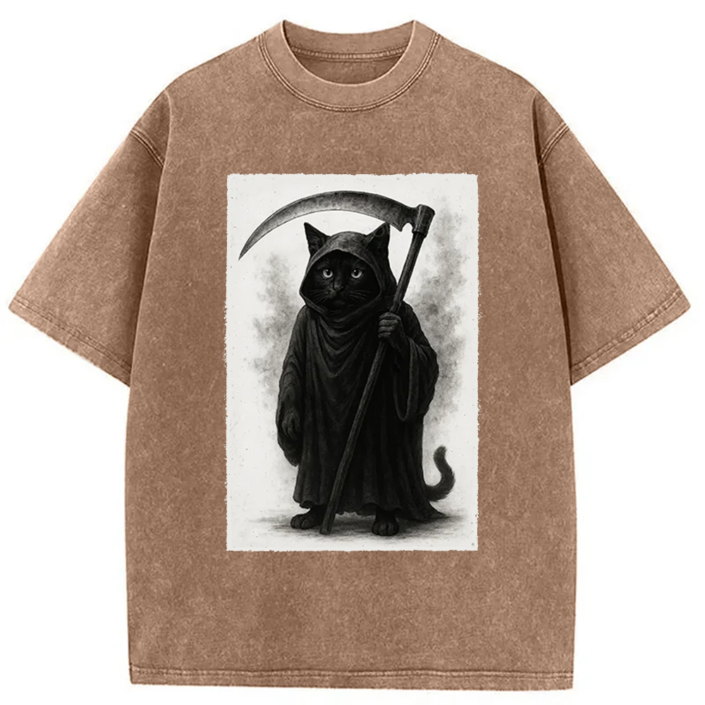 Modecanvas Death Cat Washed T-Shirt