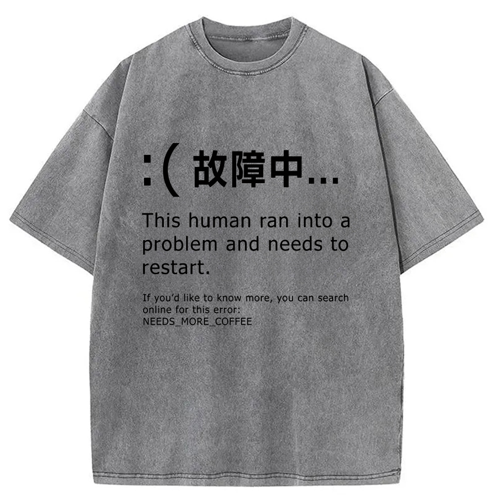 Modecanvas Human Blue Screen Failure Washed T-Shirt
