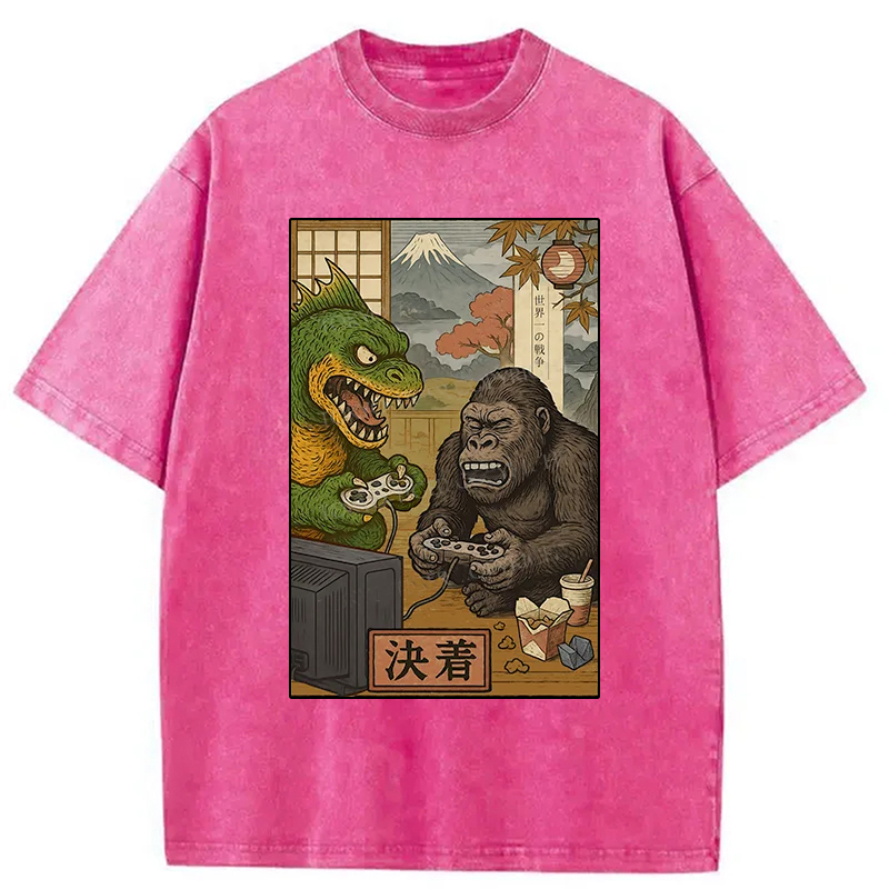 Modecanvas Monsters Play Games Washed T-Shirt