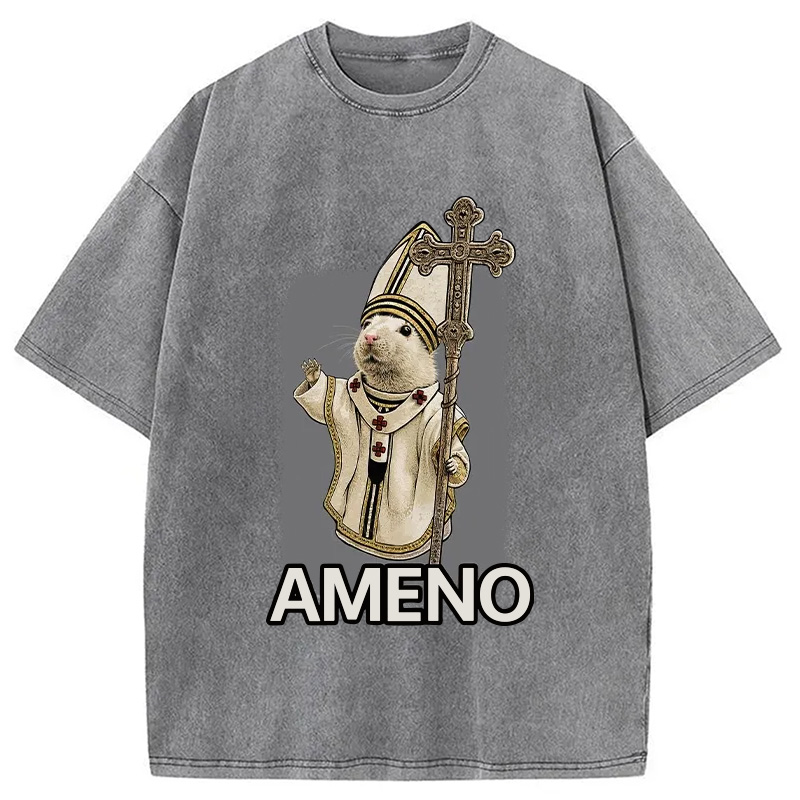 Modecanvas Papal Hamster Washed T-Shirt
