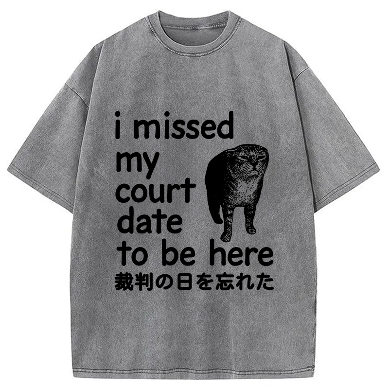 Modecanvas Funny Forgetful Cat Washed T-Shirt