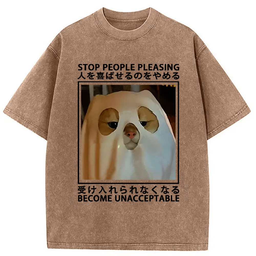 Modecanvas Stop People Pleasing Become Unacceptable Washed T-Shirt