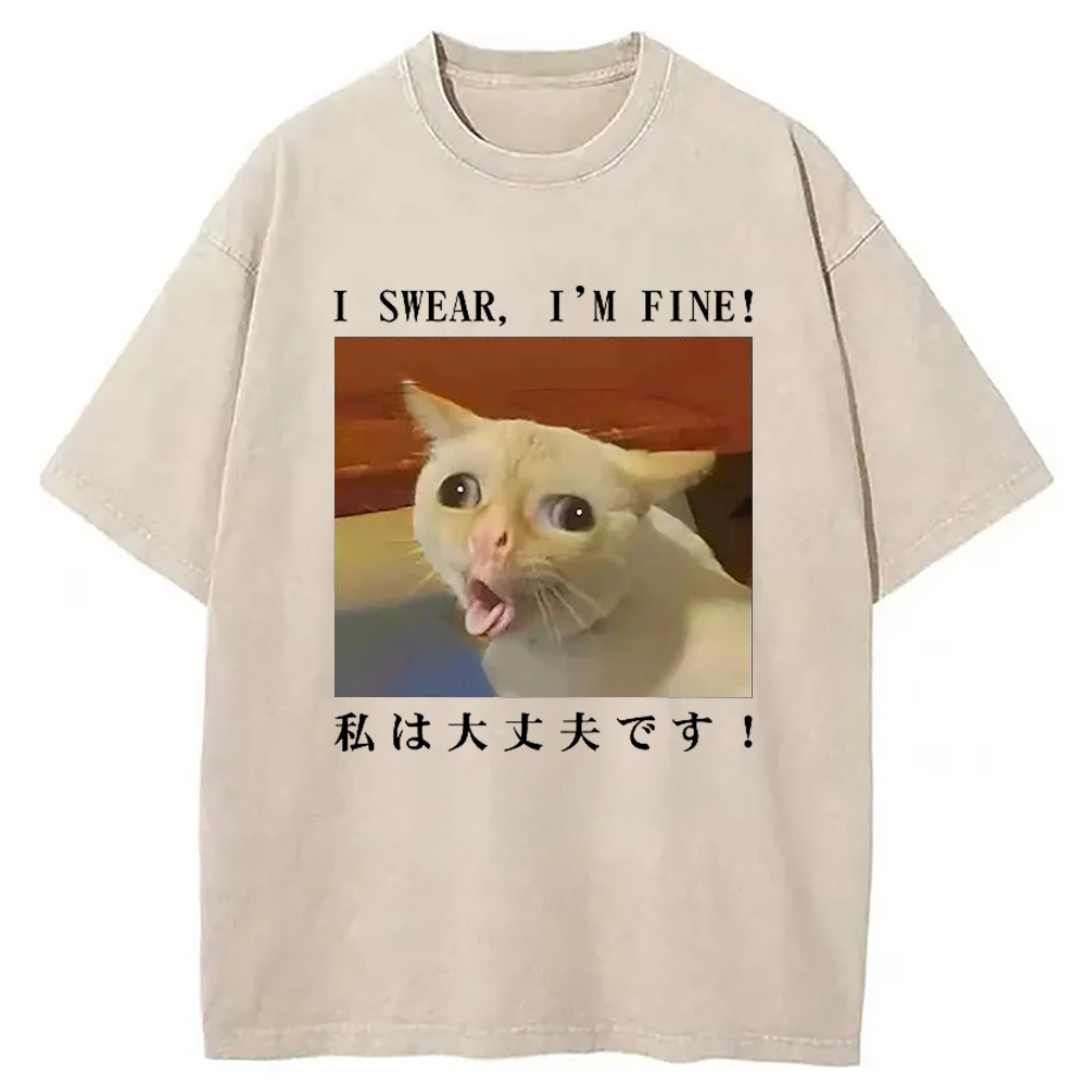 Modecanvas I Am Fine Washed T-Shirt