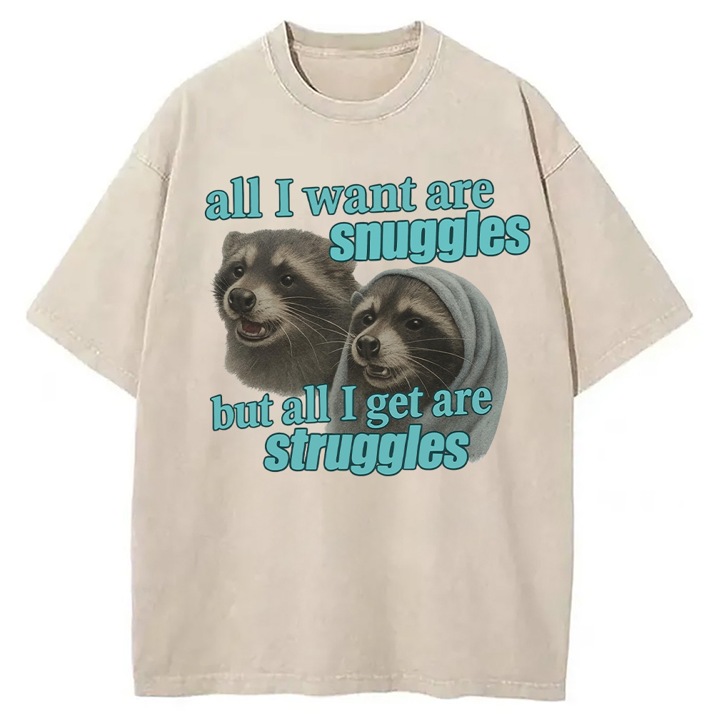 Modecanvas Snuggles and Struggles Washed T-Shirt