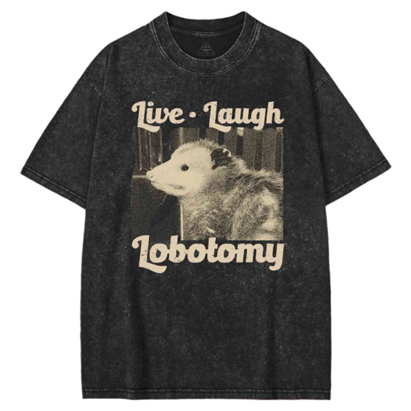 Modecanvas Live Laugh Lobotomy Washed T-shirt-modecanvas