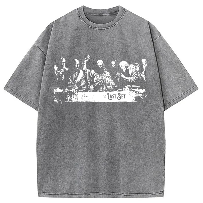 Modecanvas Jesus DJ DTG Printing Washed T-Shirt-modecanvas