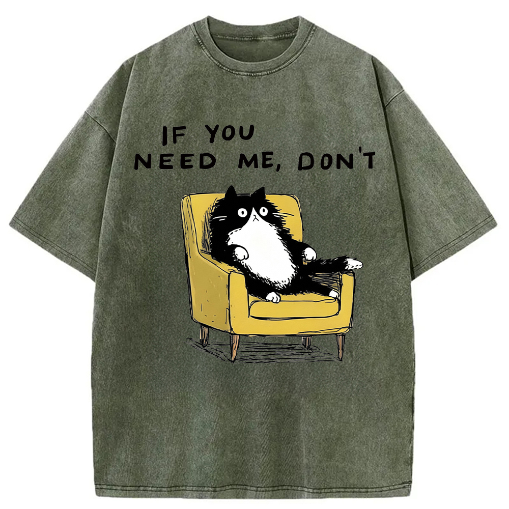 Modecanvas Unavailable Cat Washed T-Shirt-modecanvas