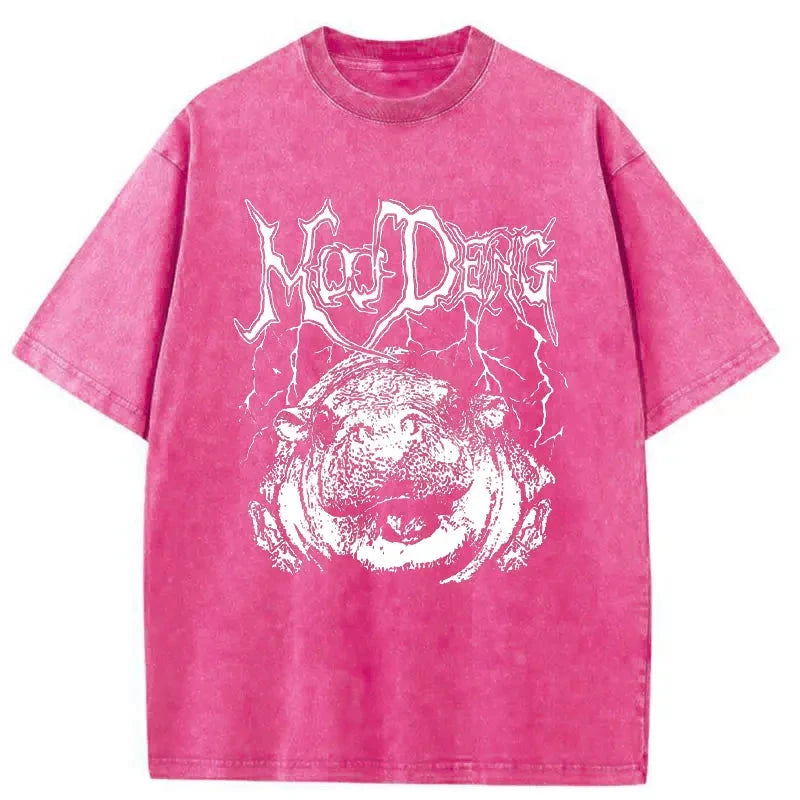 Modecanvas Moo Deng Washed T-Shirt-modecanvas