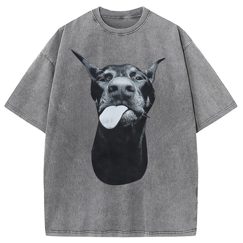 Modecanvas Dobermann DTG Printing Washed T-Shirt-modecanvas