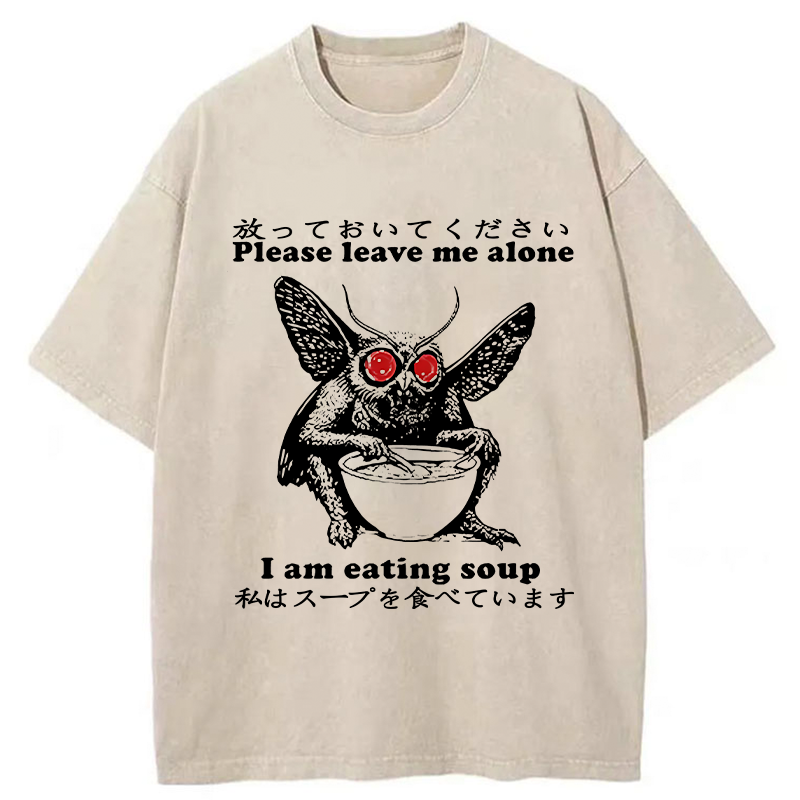 Modecanvas Don't Bother The Mothman Washed T-Shirt-modecanvas